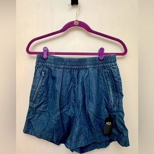 AZUL BY MUSSY Cotton Jogger Shorts with a jean look